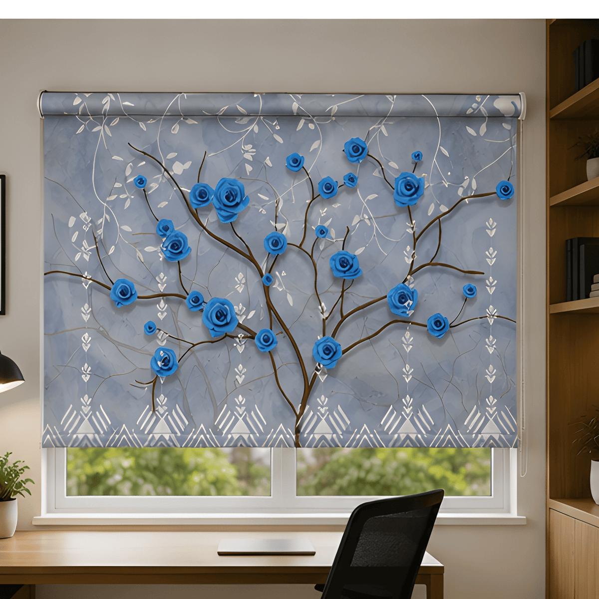 Blue flower plant design | Roller & Roman Blinds | Premium Quality Prints