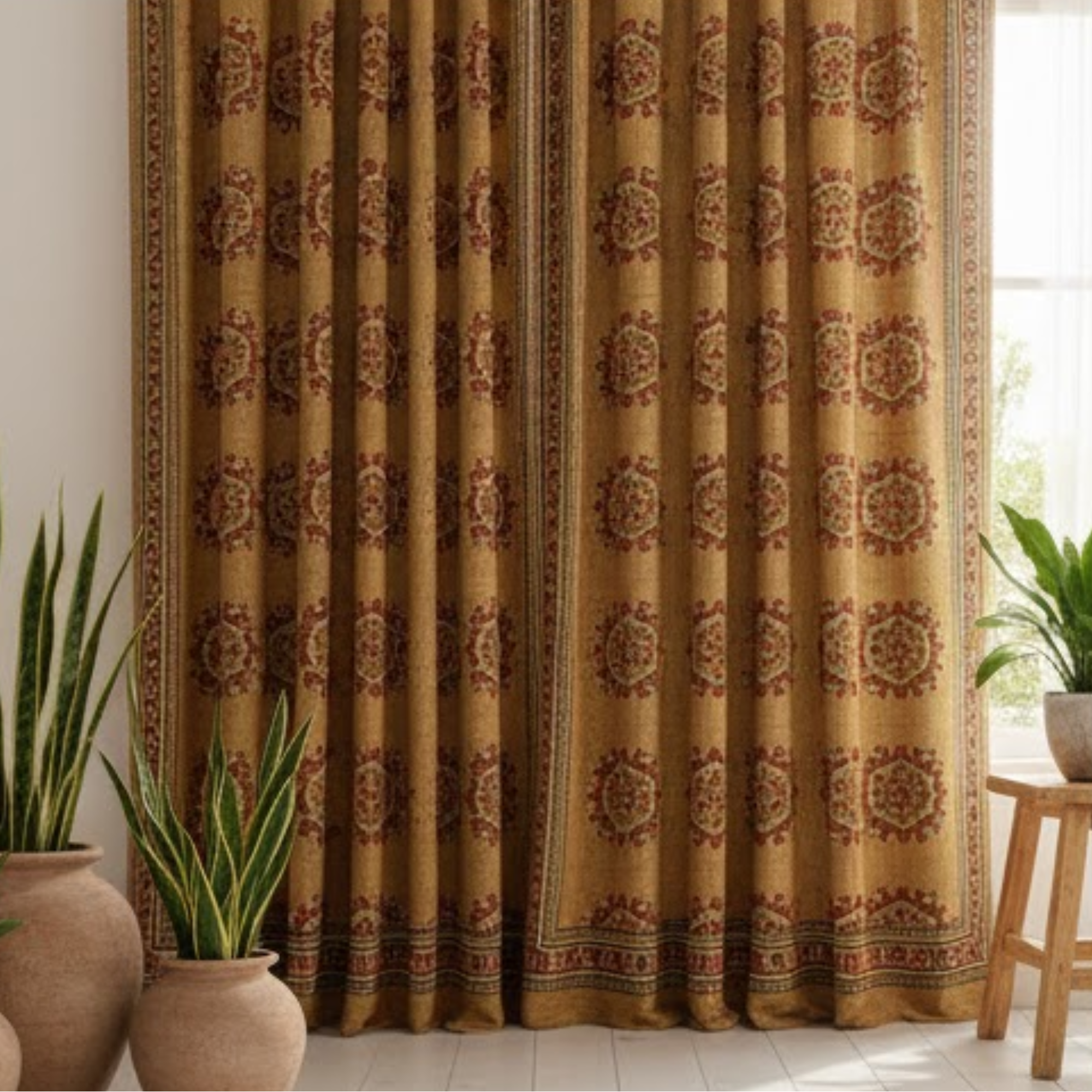 Cotton Light - Room Darkening Floral Curtains - Pack of 1 Curtain