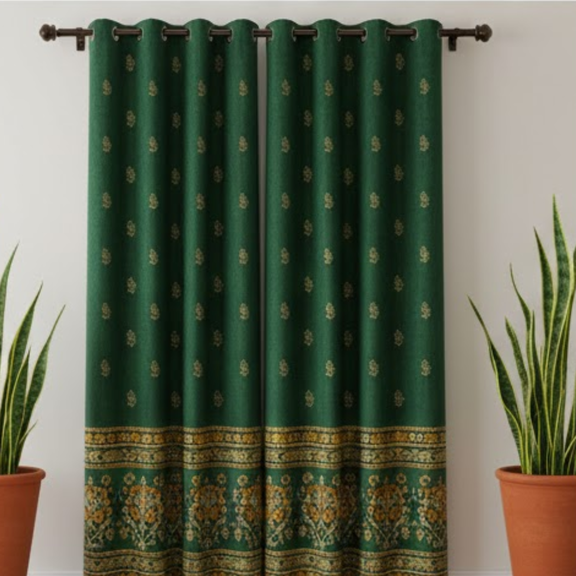 Cotton - Room Darkening Floral Curtains - Pack of 1 Curtain