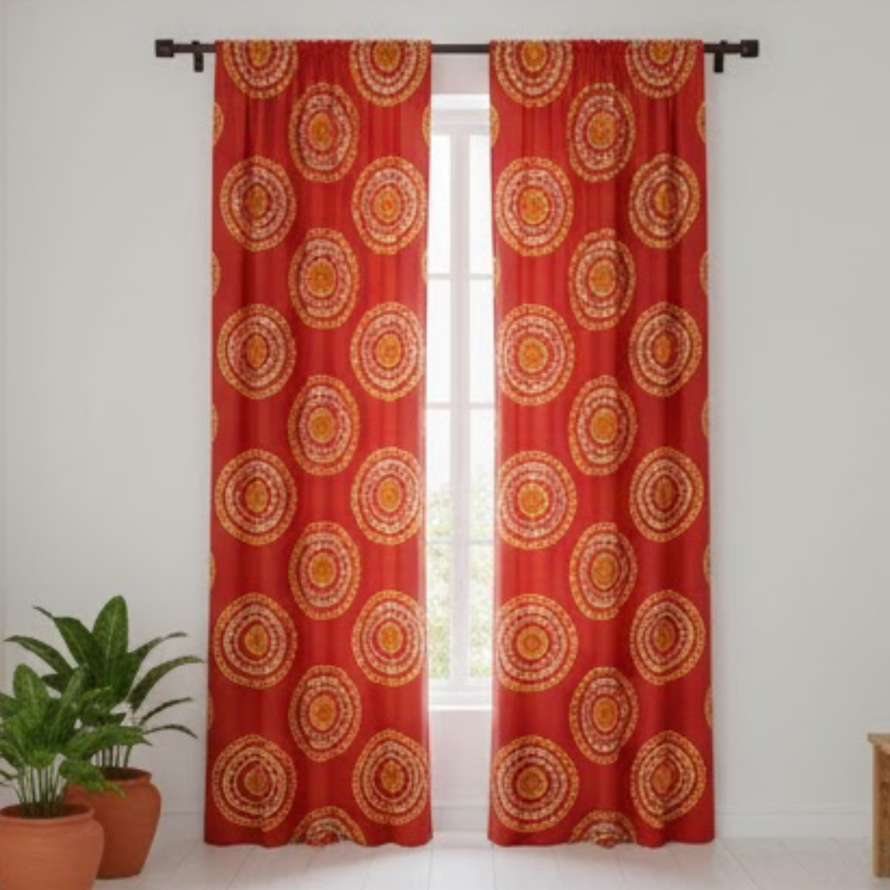 Cotton Light - Bhandani Cirlces - Semi-Blackout Curtains - Pack of 1 Curtain
