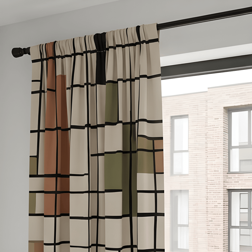 Contemporary Geometric Pattern Curtain  – Premium 100% Polyester - Pack Of 1 Curtain