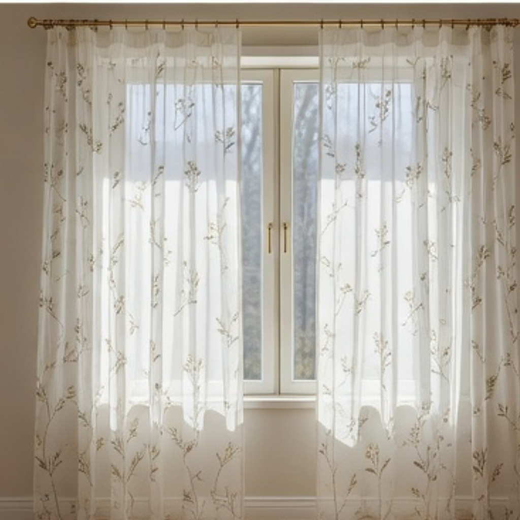 Linen Sheer - Herbs & Flower Print - Pack Of 1 Curtain