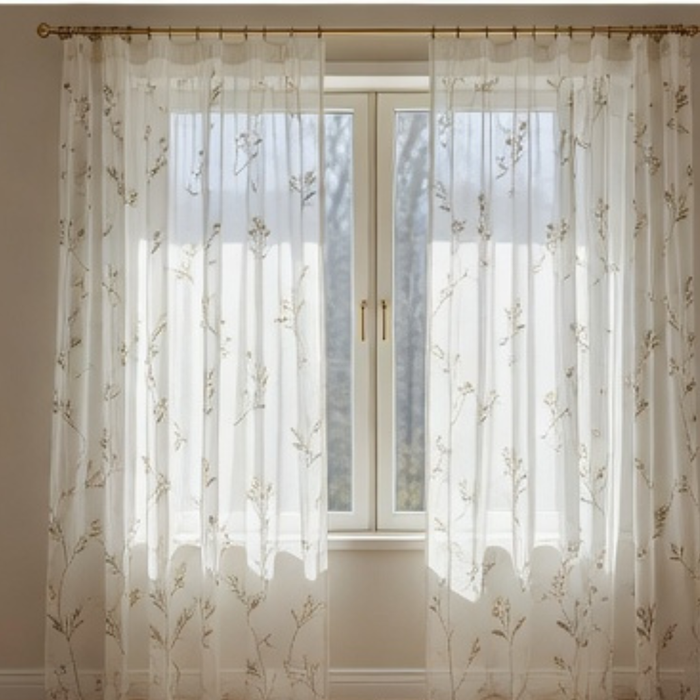 Linen Sheer - Herbs & Flower Print - Pack Of 1 Curtain