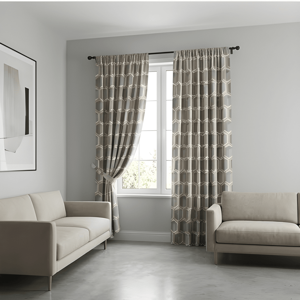 Hexa Pattern Geometric Curtain – Premium 100% Polyester - Pack Of 1 Curtain