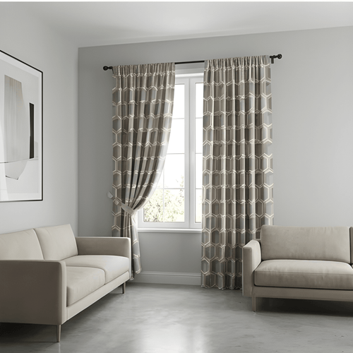 Hexa Pattern Geometric Curtain – Premium 100% Polyester - Pack Of 1 Curtain