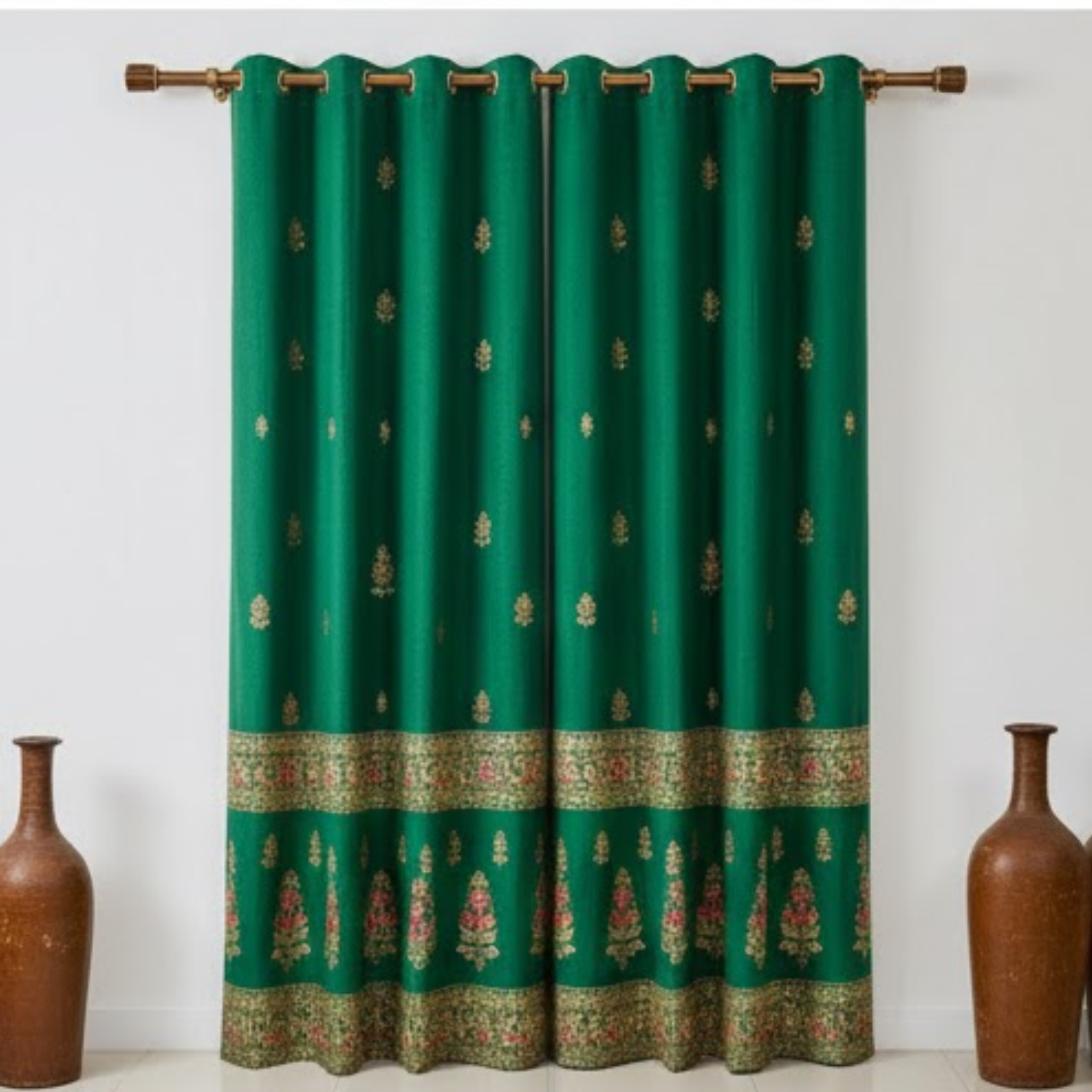 Cotton - Room darkening Floral curtains - Pack of 1 Curtain