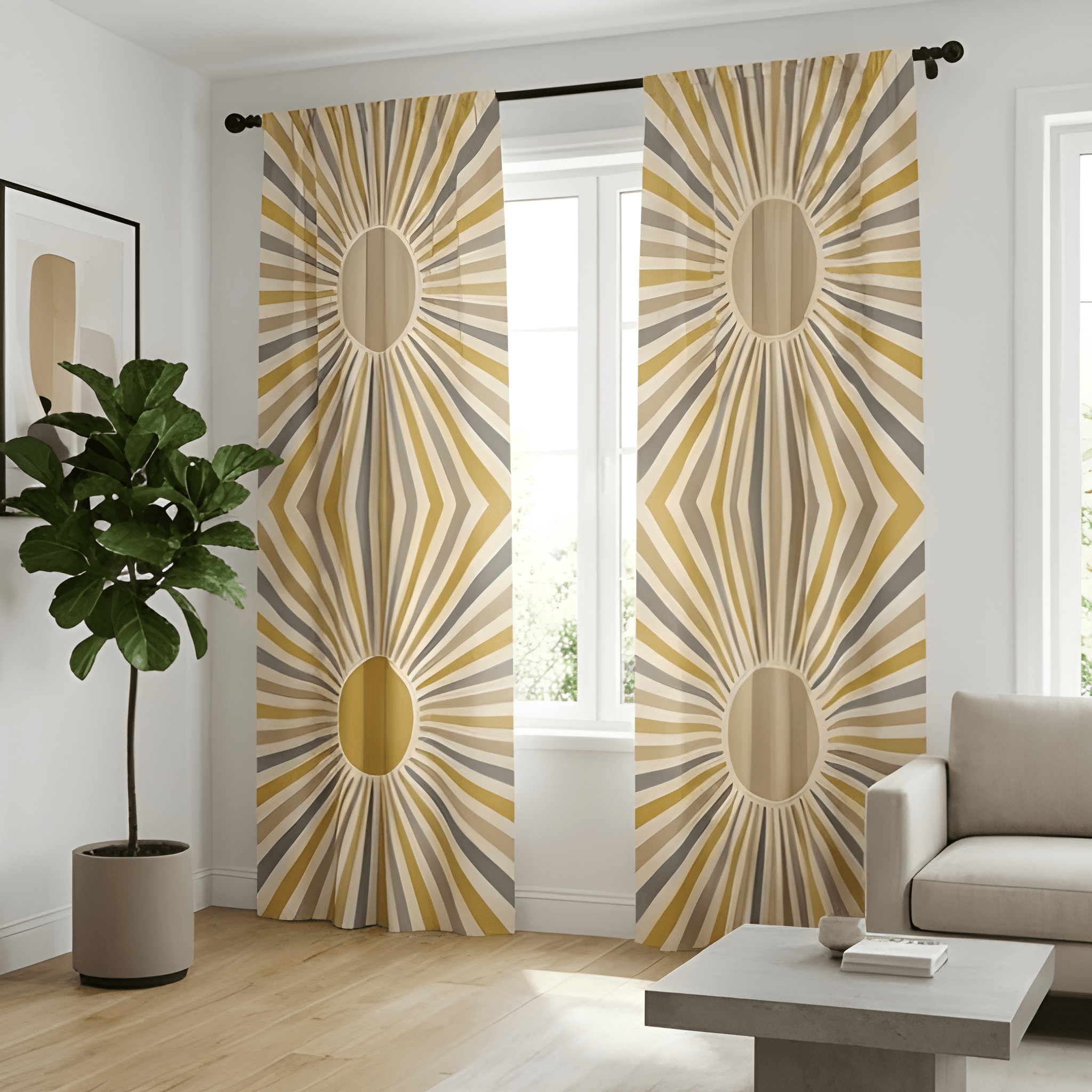 Triangular Fusion Geometric Curtain– Premium 100% Polyester - Pack Of 1 Curtain