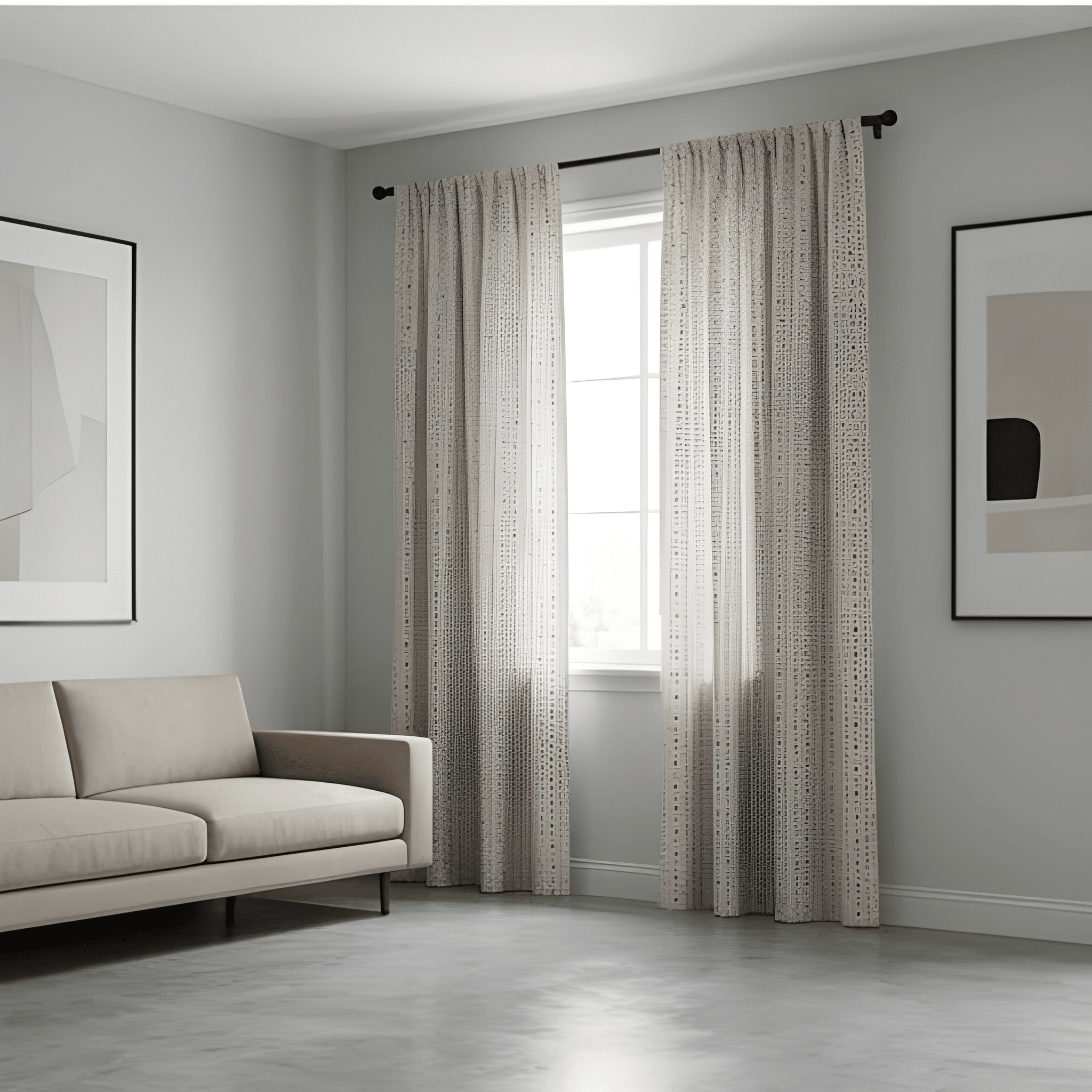 Minimal Grid Geometric Curtain – Premium 100% Polyester - Pack Of 1 Curtain