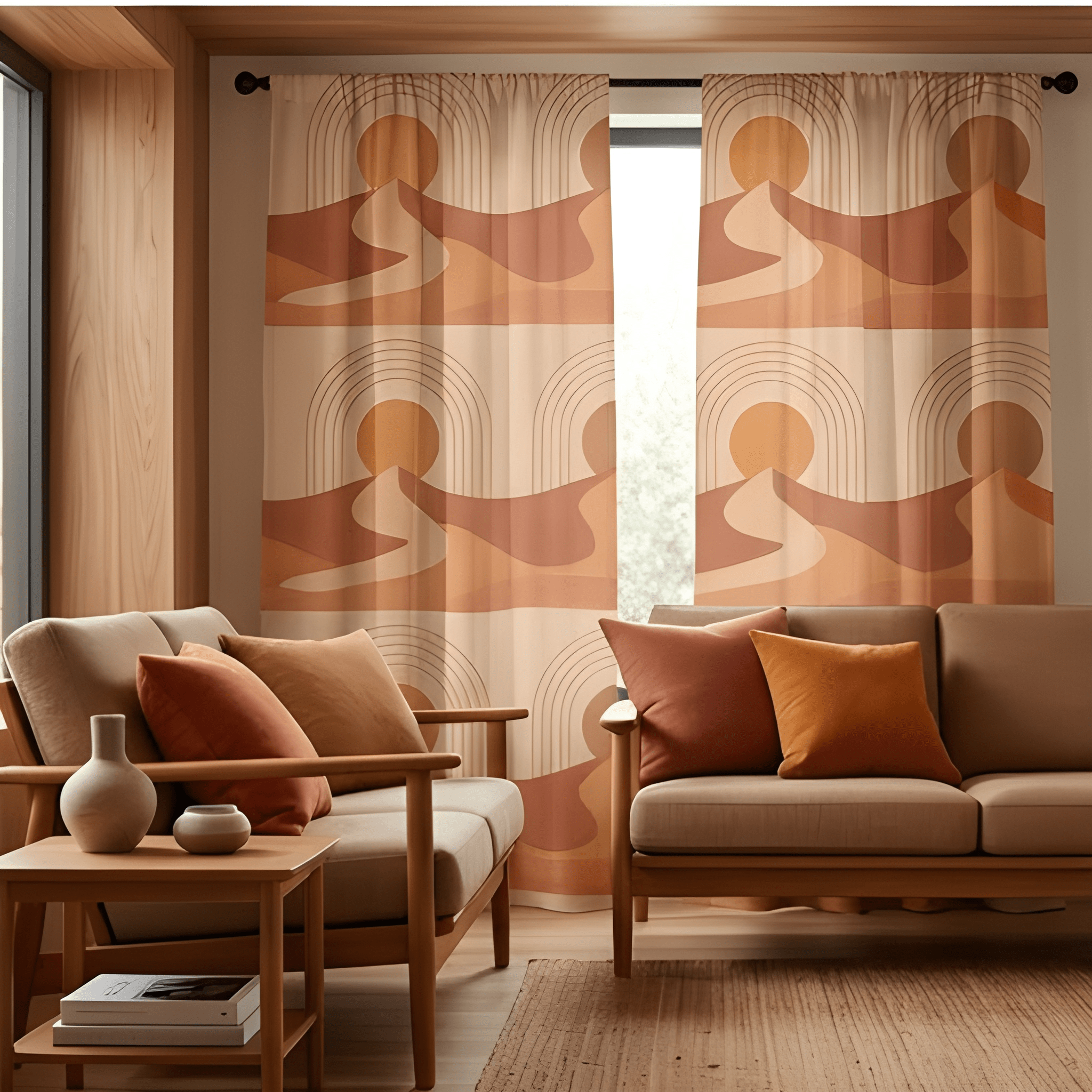 Angular Line Geometric Curtain – Premium 100% Polyester - Pack Of 1 Curtain