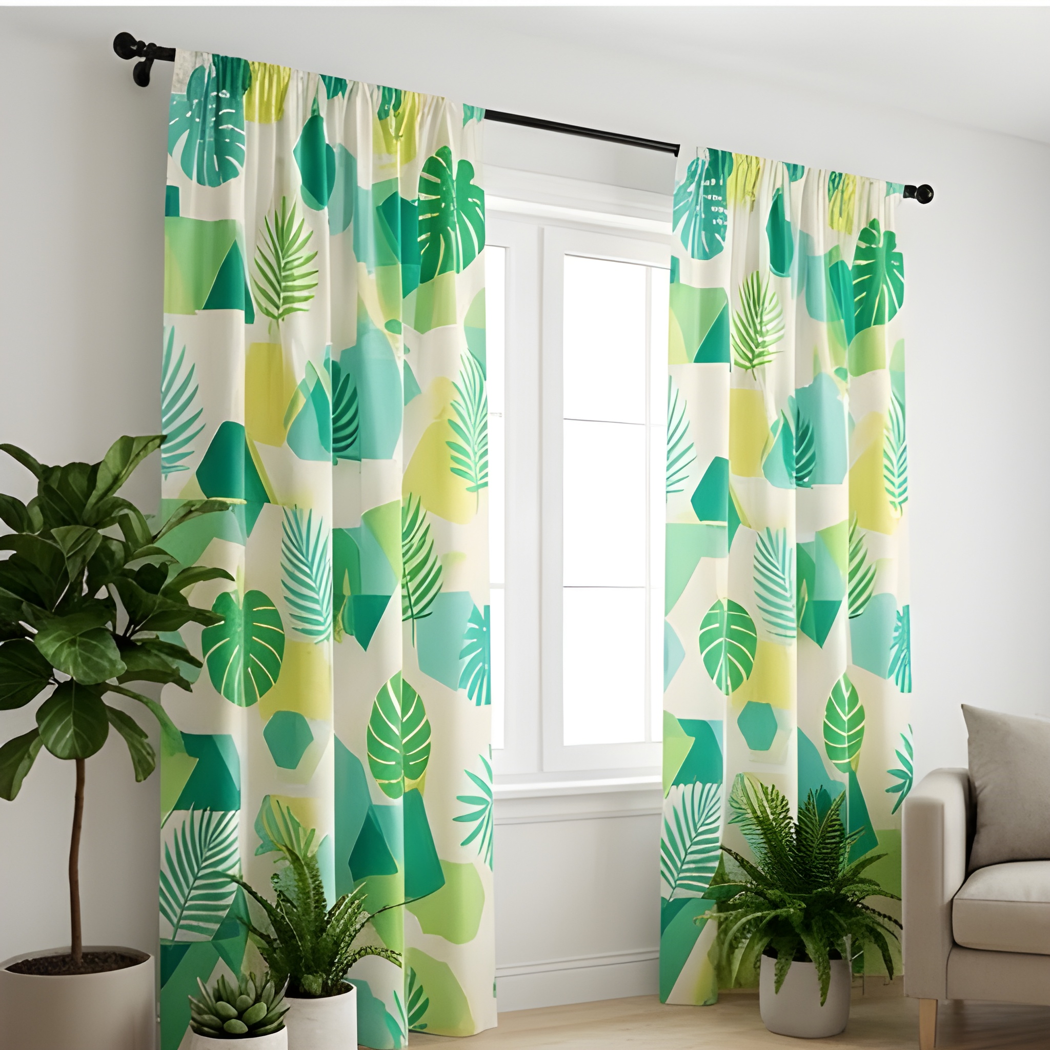 Symmetry Blocks Geometric Curtain – Premium 100% Polyester - Pack Of 1 Curtain