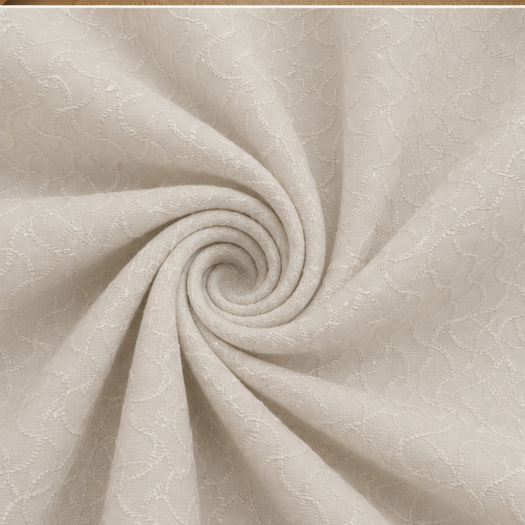 Premium Quality Textured Curtain - Pearl White - Pack of 1