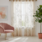Linen Sheer - Floral Print - Pack Of 1 Curtain