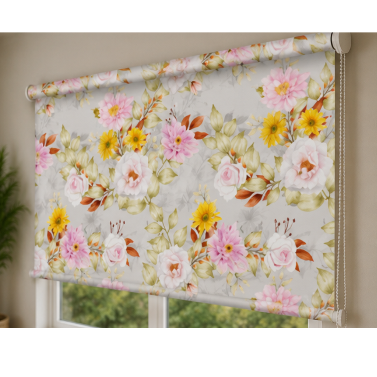 Yellow & Pink lotus design| Roller & Roman Blinds | Premium Quality Prints