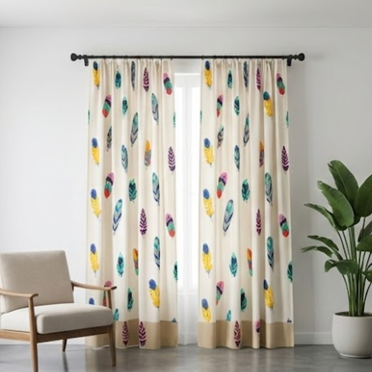 Cotton - Room Darkenin Floral Curtains - Pack of 1 Curtain
