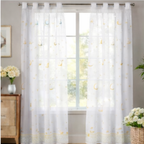 Linen Sheer - Yellow moon and star Patterns  Print - Pack Of 1 Curtain