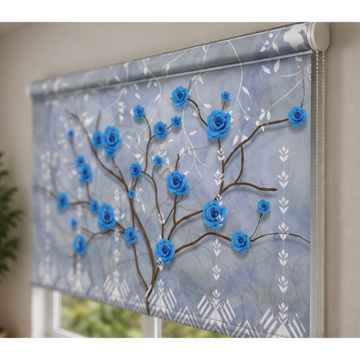 Blue flower plant design | Roller & Roman Blinds | Premium Quality Prints