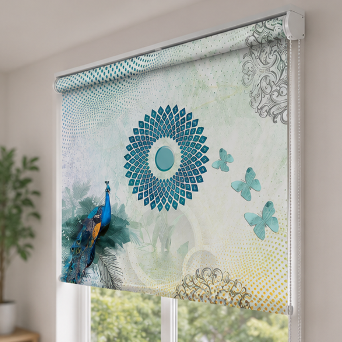 Aesthetic Peacock design | Roller & Roman Blinds | Premium Quality Prints