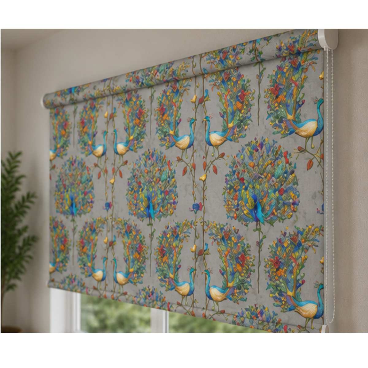 Peacock theme design blinds | Roller & Roman Blinds | Premium Quality Prints