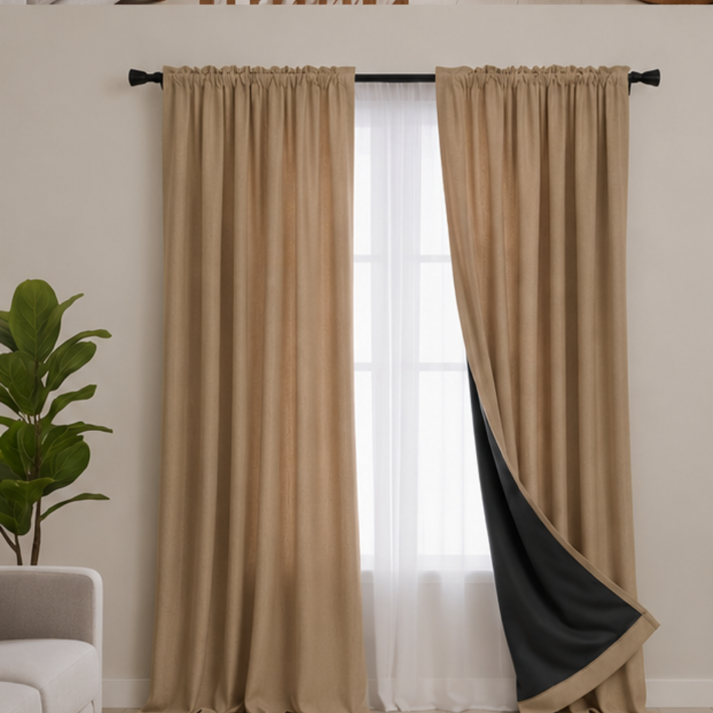 Cotton Light Curtains - Soft Tan Brown - Pack of 1