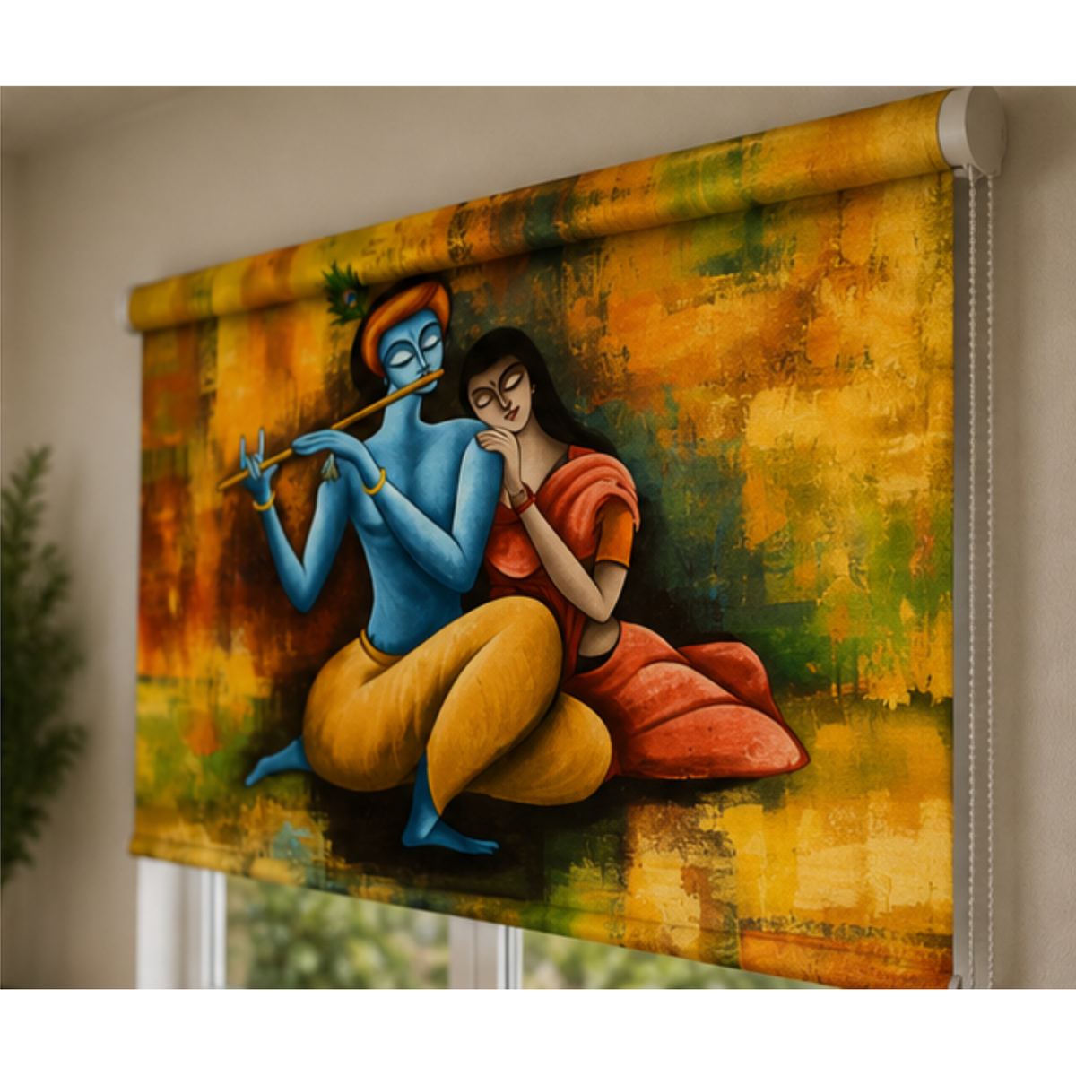 Radha Krishna theme blinds for modern home | Roller & Roman Blinds | Premium Quality Prints