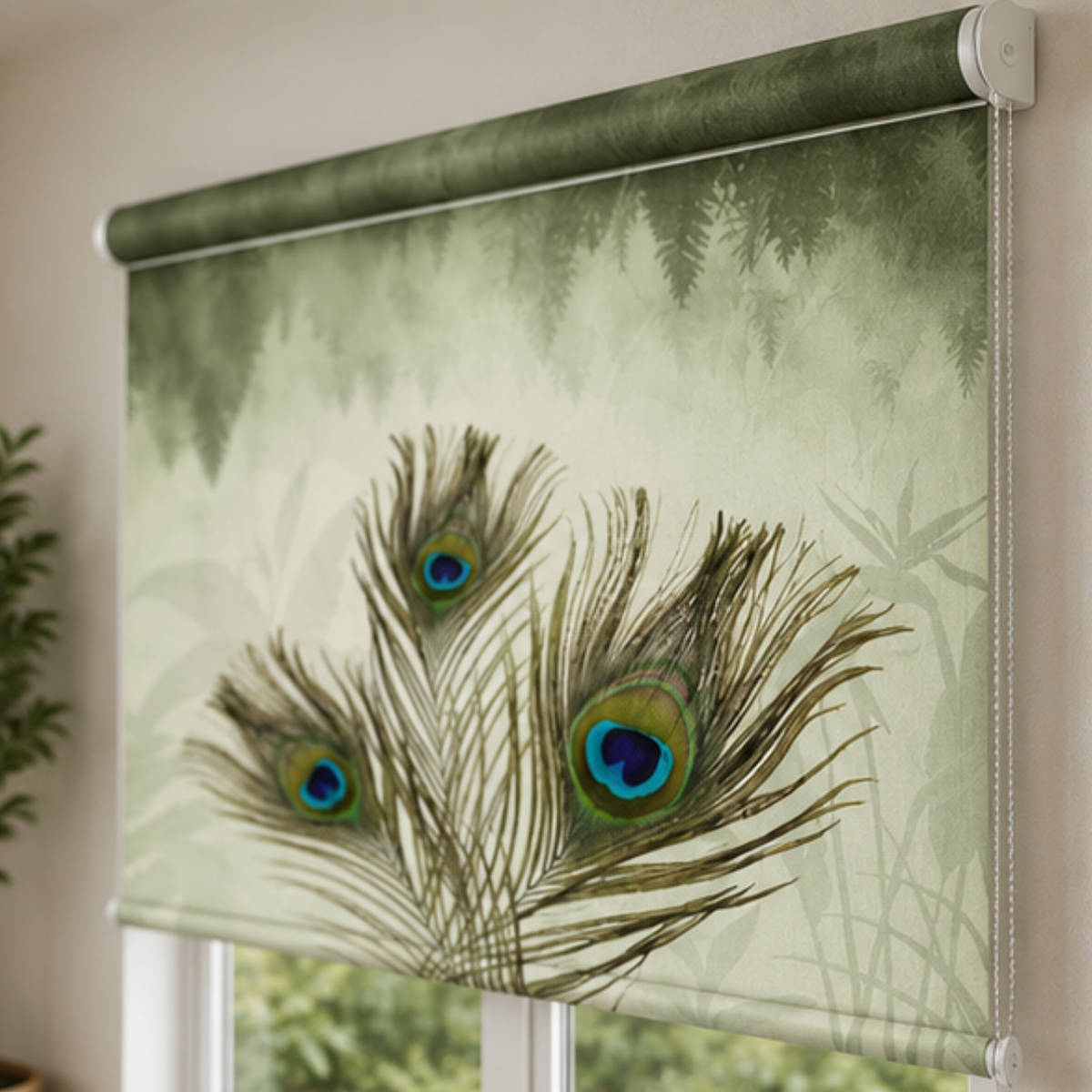 Aesthetic peacock feather theme design | Roller & Roman Blinds | Premium Quality Prints
