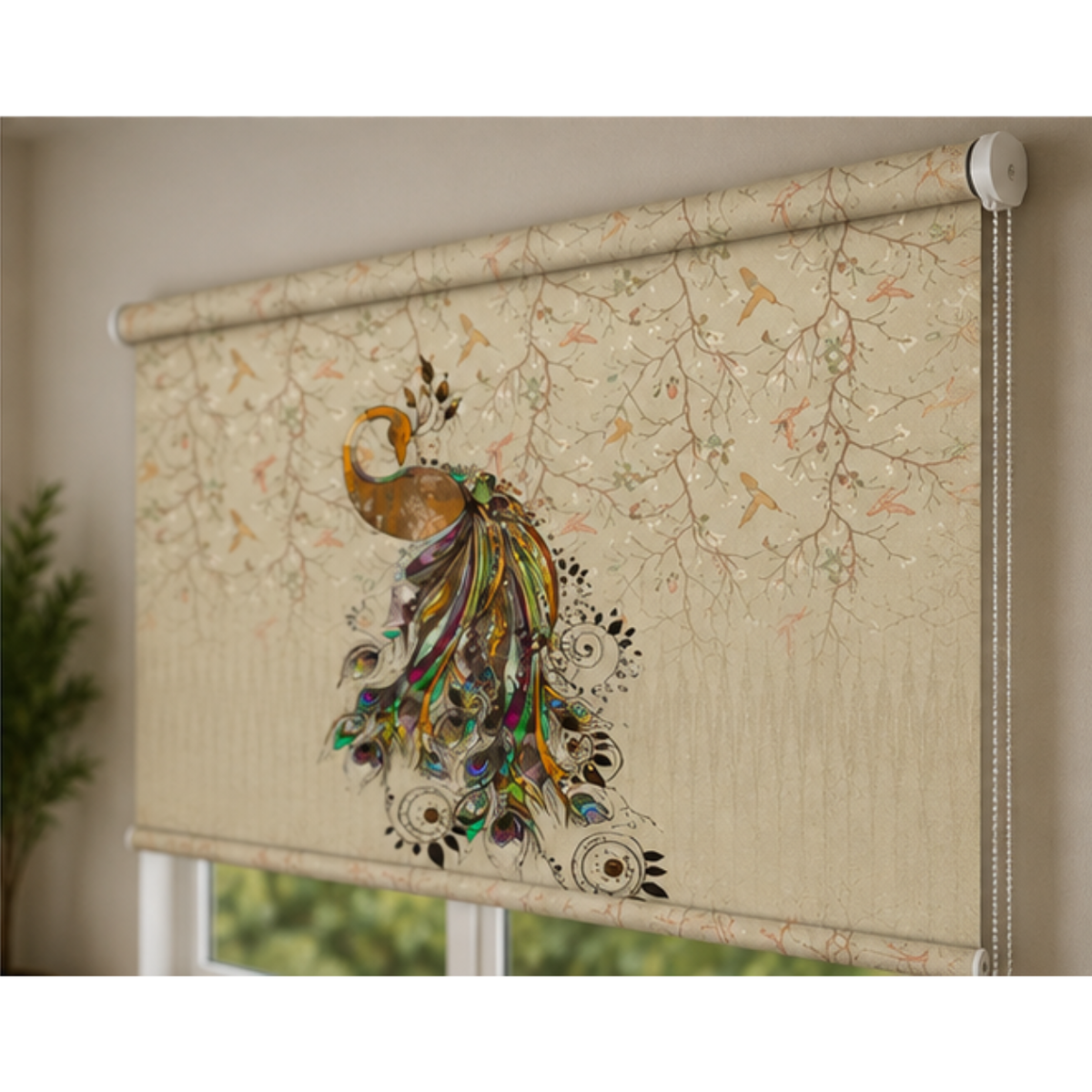 Beautiful peacock design for modern home| Roller & Roman Blinds | Premium Quality Prints