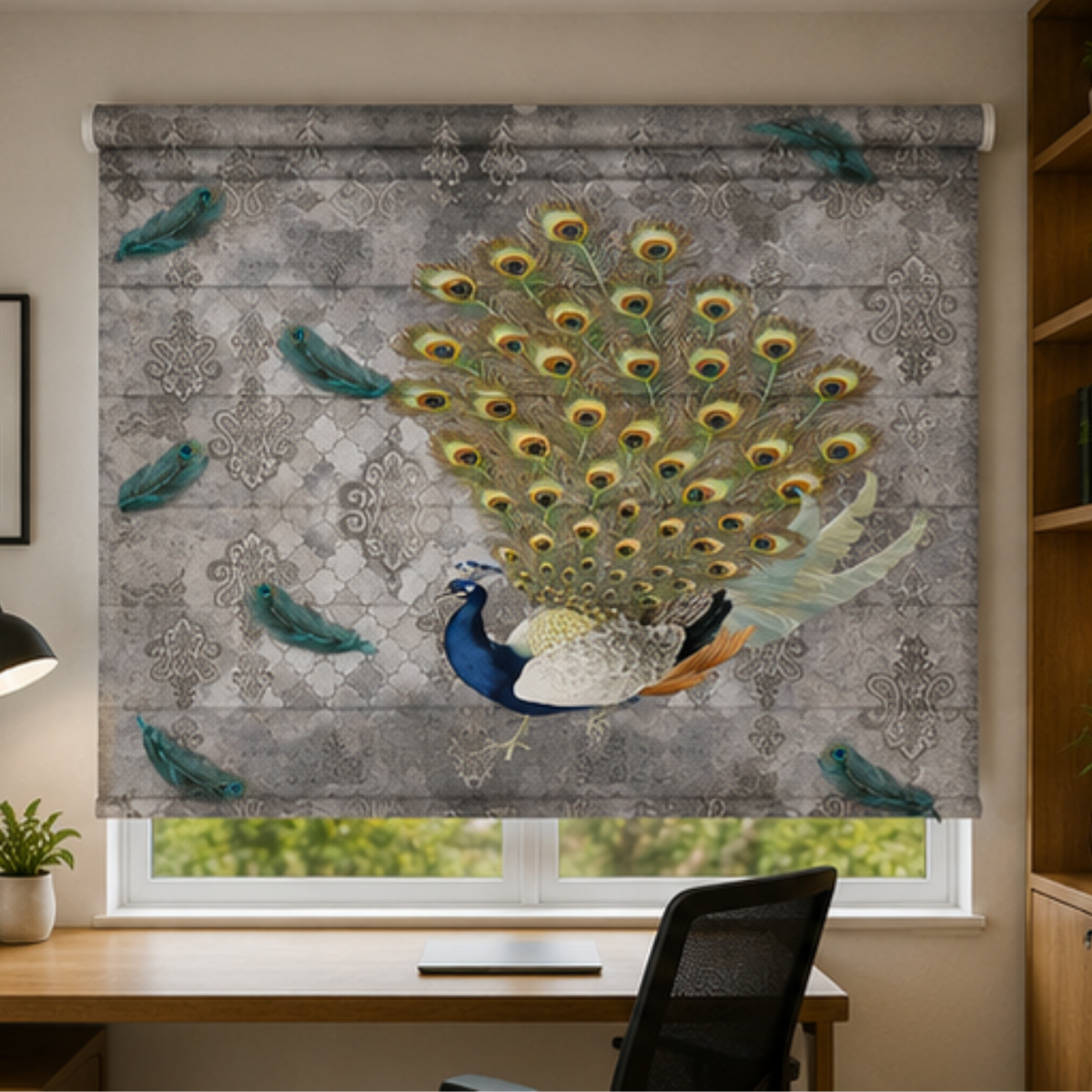 Aesthetic peacock design | Roller & Roman Blinds | Premium Quality Prints