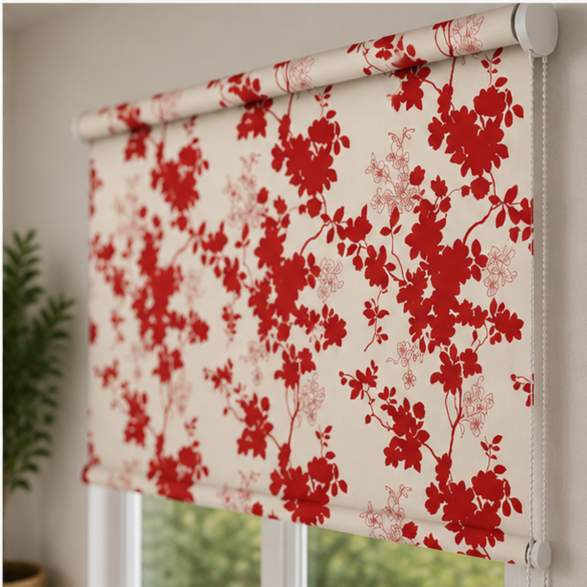 Red flower Blind design | Roller & Roman Blinds | Premium Quality Prints