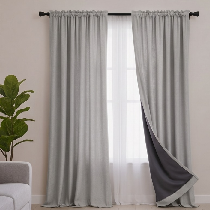 Cotton Light - Premium Fabric Curtains- Silver Grey - Pack of 1