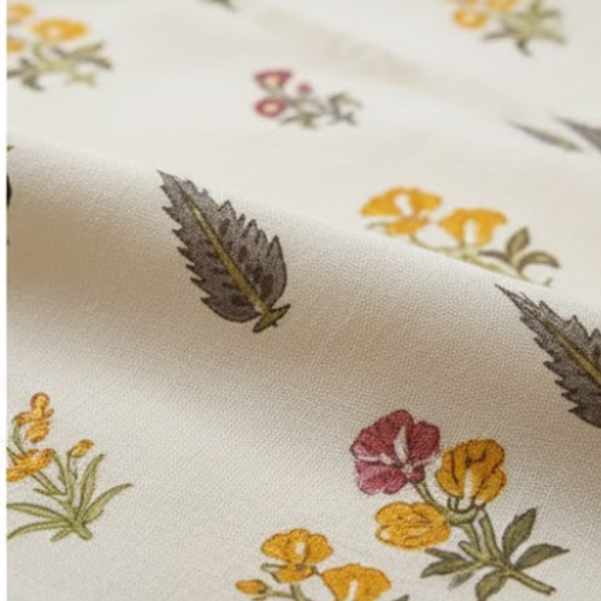 Cotton Light  - Room Darkening Floral Beige Curtains - Pack of 1 Curtain