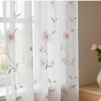 Linen Sheer - Floral patterned Print - Pack Of 1 Curtain