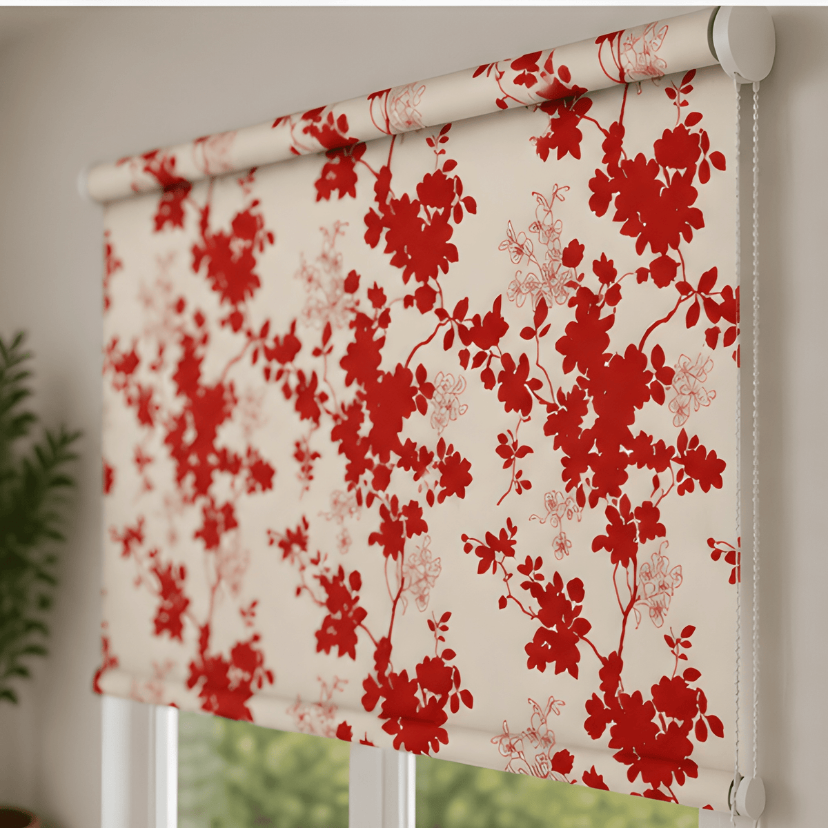 Red flower Blind design | Roller & Roman Blinds | Premium Quality Prints
