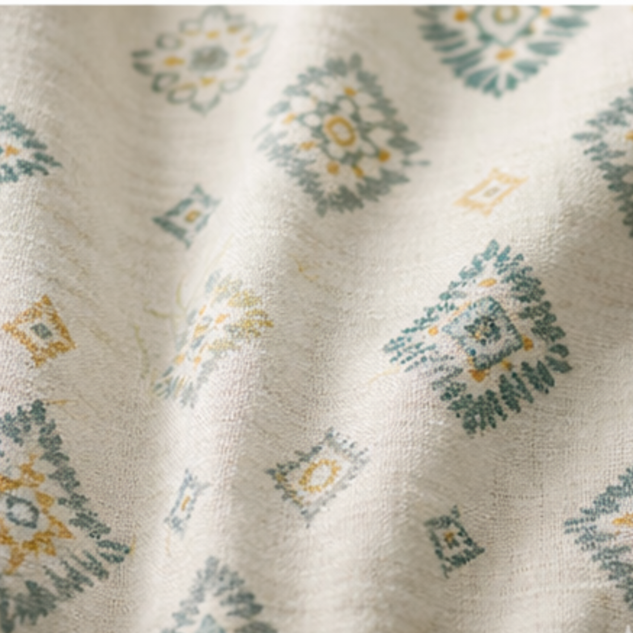 Cotton - Room Darkening Squre Floral Curtains - Pack of 1 Curtain