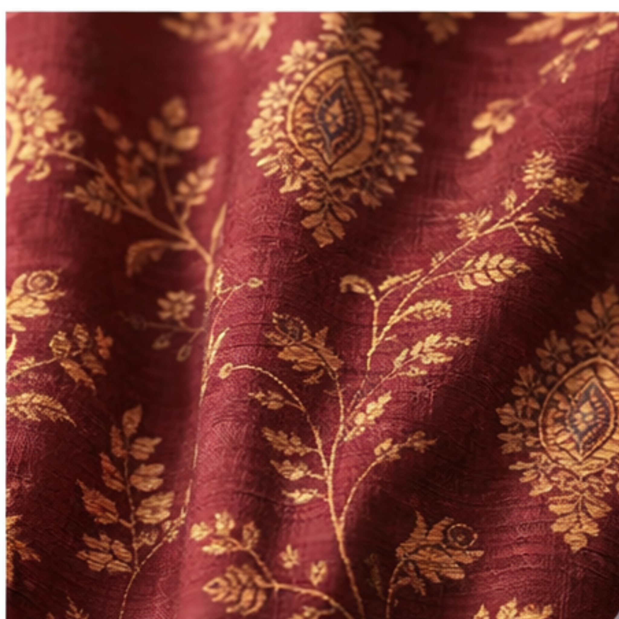 Cotton - Room Darkening Floral Maroon Curtains - Pack of 1 Curtain