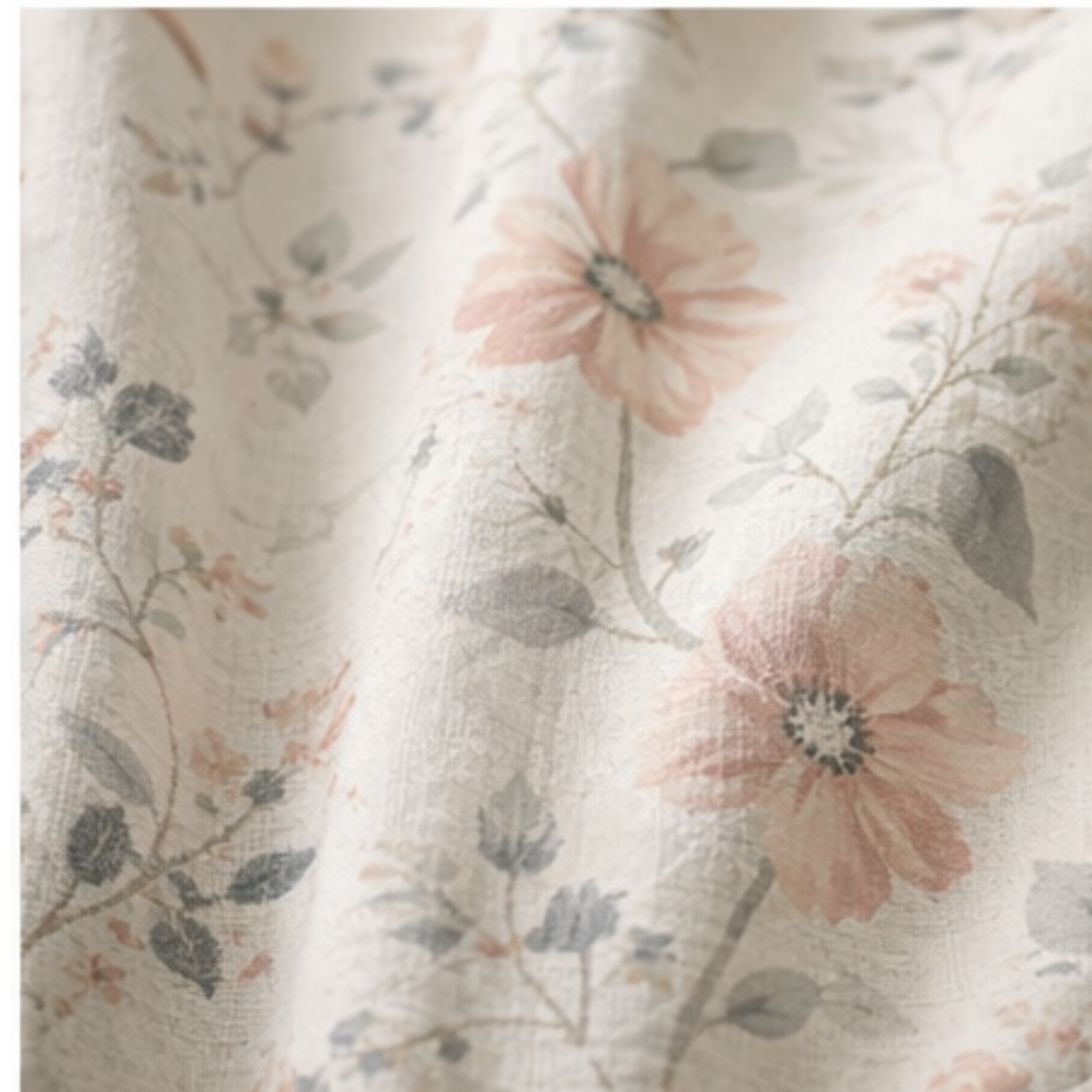 Cotton - Room Darkening Floral White - Curtains - Pack of 1 Curtain