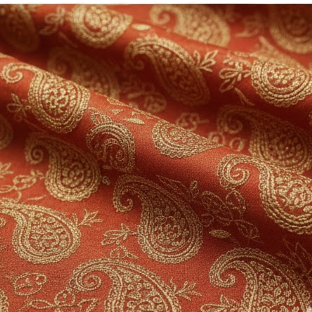 Cotton - Room Darkening Mehndi Desing Orenge Curtains - Pack of 1 Curtain