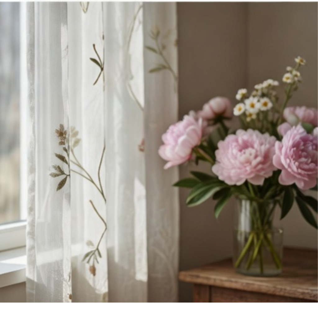 Linen Sheer - Herbs & Flower Print - Pack Of 1 Curtain