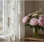 Linen Sheer - Herbs & Flower Print - Pack Of 1 Curtain