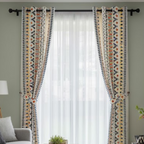 Cotton Light - Room Darkening Geometric Printing Curtains - Pack of 1 Curtain