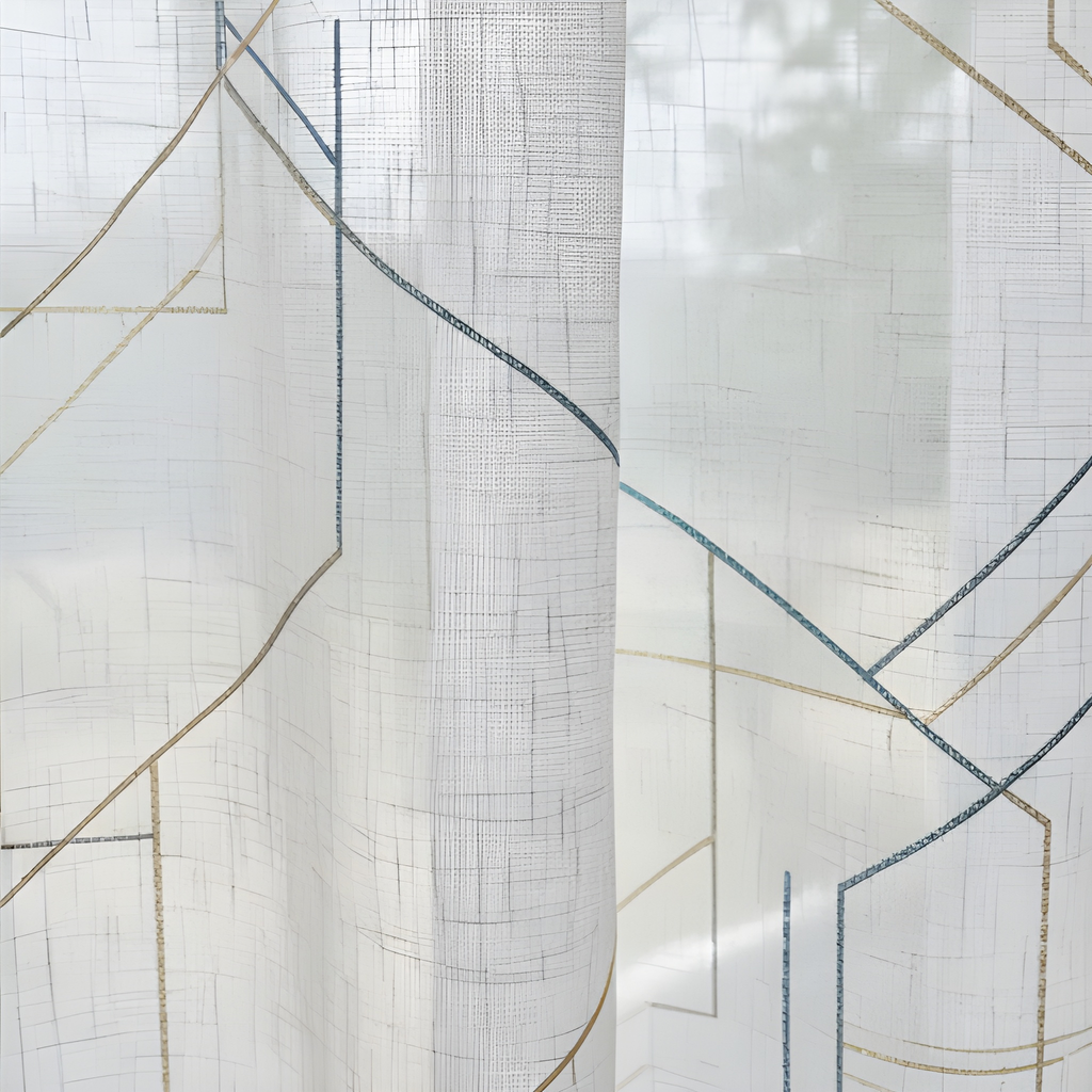 Linen Sheer - Geometric Pattern Print - Pack Of 1 Curtain