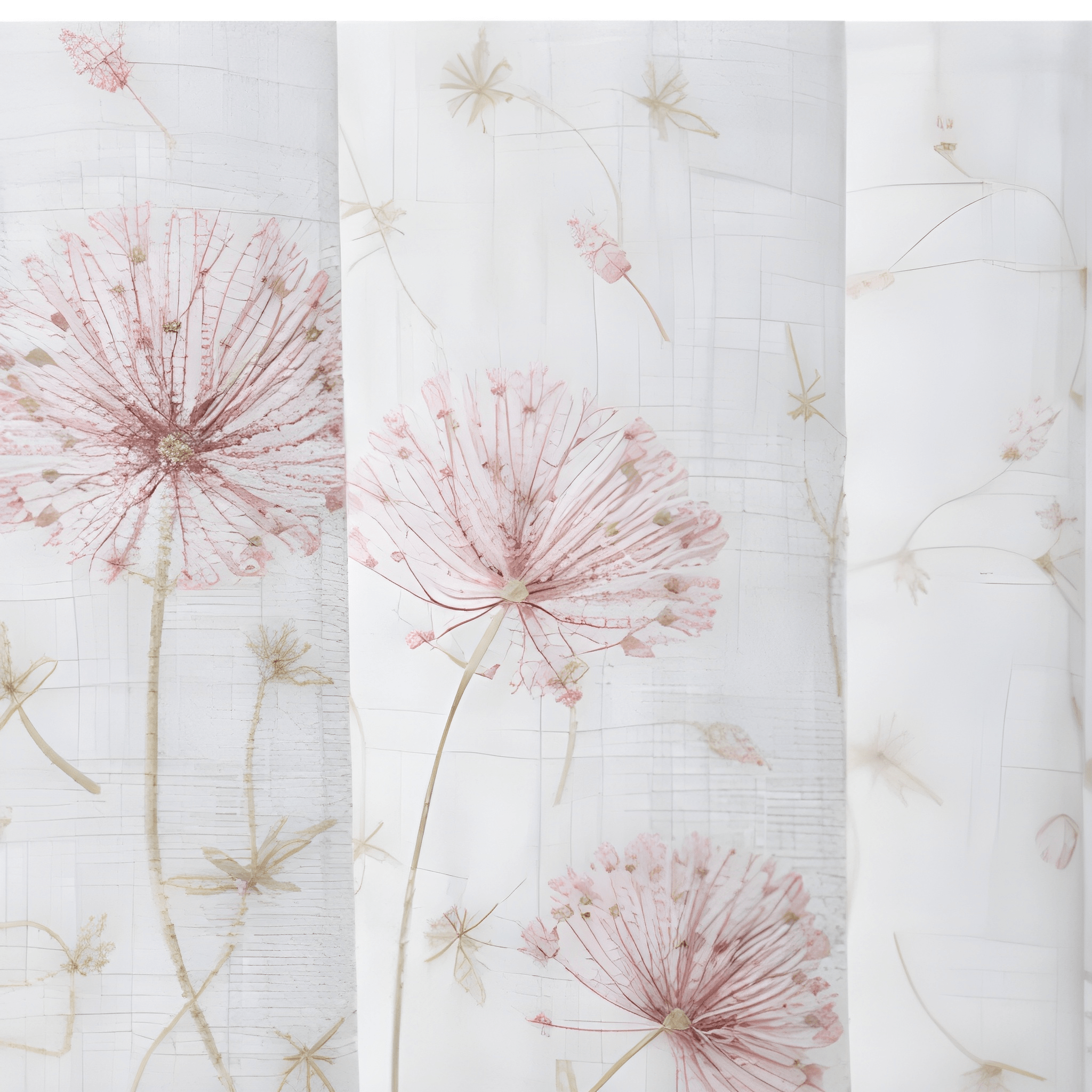 Linen Sheer - Pink Floral Print - Pack Of 1 Curtain