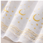 Linen Sheer - Yellow moon and star Patterns  Print - Pack Of 1 Curtain