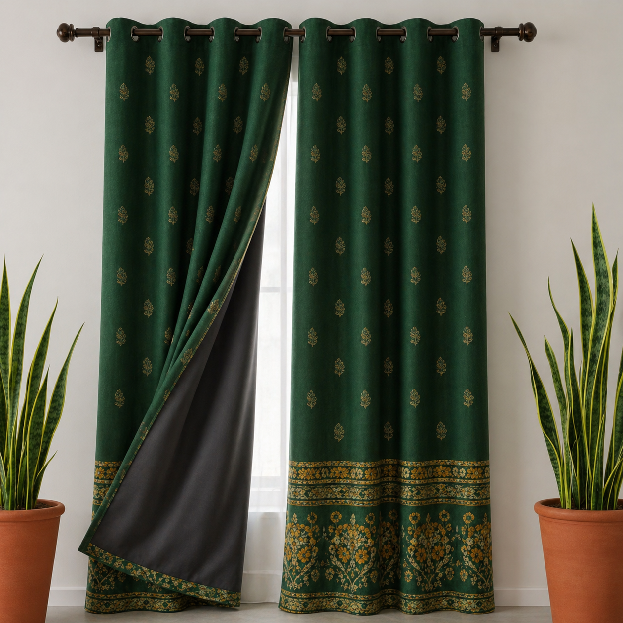 Cotton - Room Darkening Floral Curtains - Pack of 1 Curtain