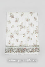 Linen Sheer -  Floral curtains with lace trim Print - Pack Of 1 Curtain