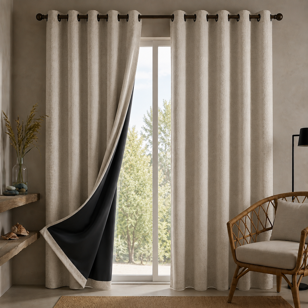 Premium Quality Textured Curtain - Pearl White - Pack of 1