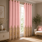 Cotton - Room Darkening Light pink Bikaneri Print - Pack of 1 Curtain