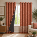 Cotton Heavy -  Pinkish Orange Floral Print - Bedroom & Livingroom - Pack of 1 Curtain