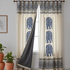 Cotton Light - Room Darkening Elephant Curtains - Pack of 1 Curtain