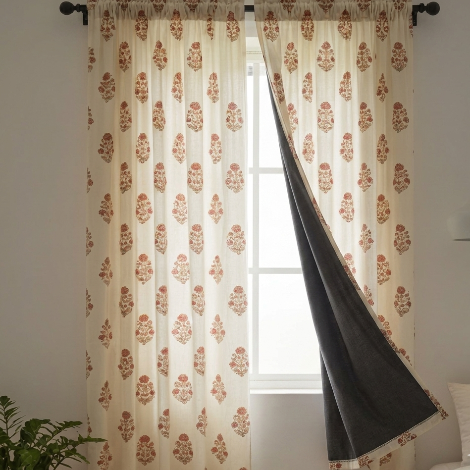 buy block print curtain online