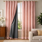Cotton - Room Darkening Floral light pink Curtains - Pack of 1 Curtain